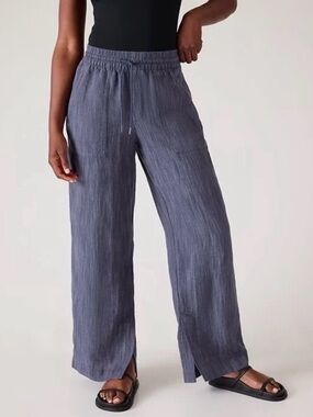 Athleta Retreat Pant 100% Linen - Slate Blue
